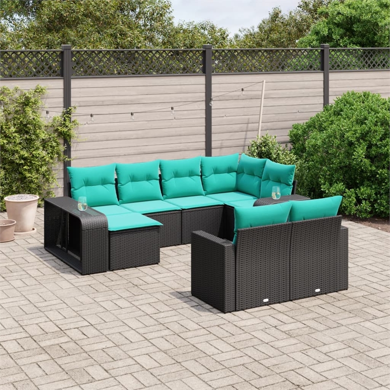 vidaXL 10 Piece Poly Rattan Patio Sofa Set