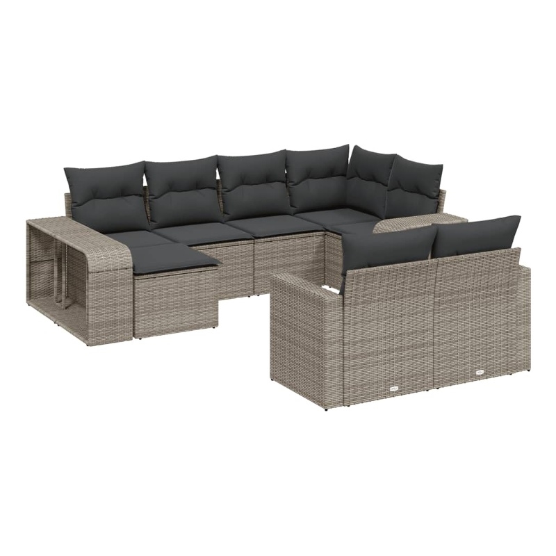 vidaXL 10 Piece Steel Sofa Set in Gray