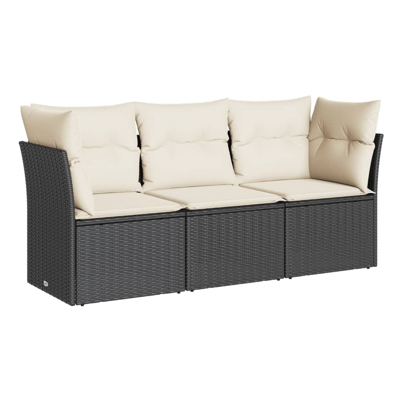 vidaXL 3 Piece Steel Sofa Set in Black/Cream