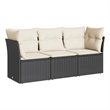 vidaXL 3 Piece Steel Sofa Set in Black/Cream