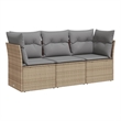 vidaXL 3 Piece Poly Rattan Large Sofa Set in Beige