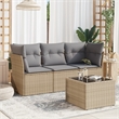 vidaXL 4 Piece Poly Rattan Sofa Set in Gray/Beige