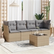 vidaXL 5 Piece Steel Sofa Set in Gray/Beige