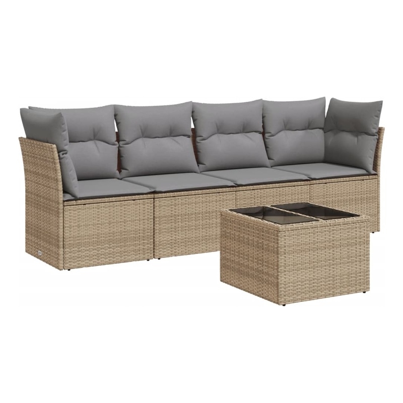 vidaXL 5 Piece Steel Sofa Set in Gray/Beige