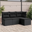 vidaXL 4 Piece Steel Sofa Set in Black
