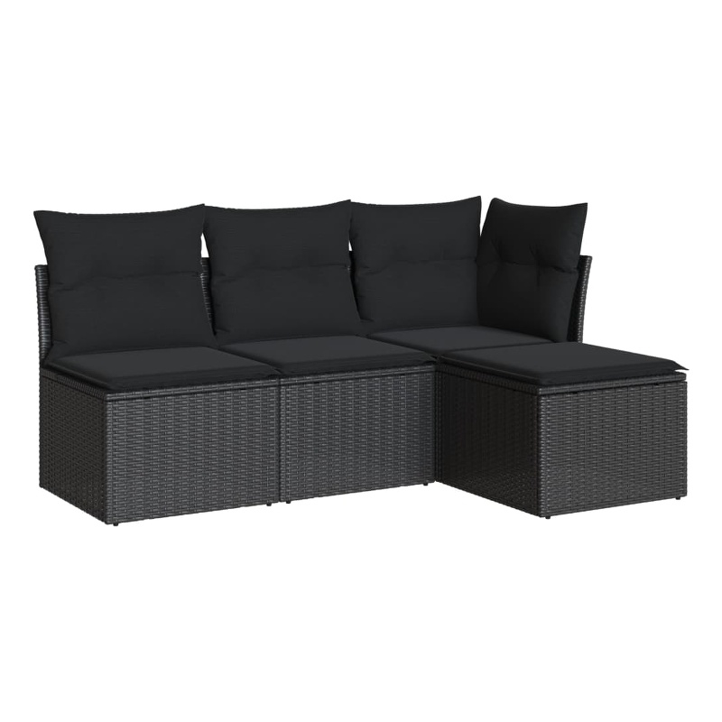 vidaXL 4 Piece Steel Sofa Set in Black
