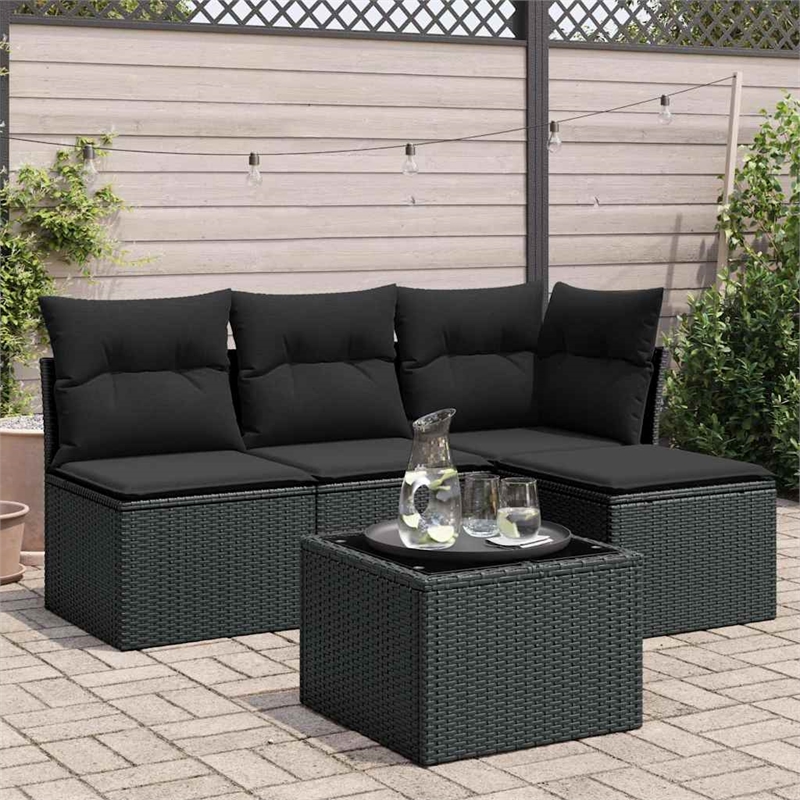 vidaXL 5 Piece Steel Sofa Set in Black
