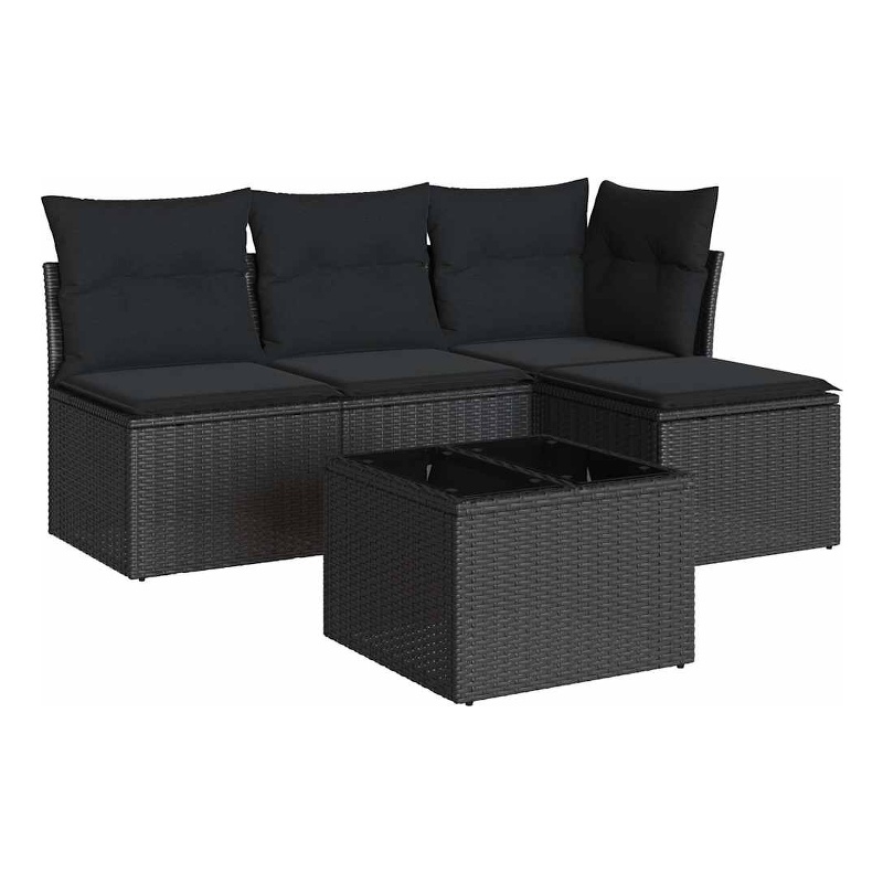 vidaXL 5 Piece Steel Sofa Set in Black