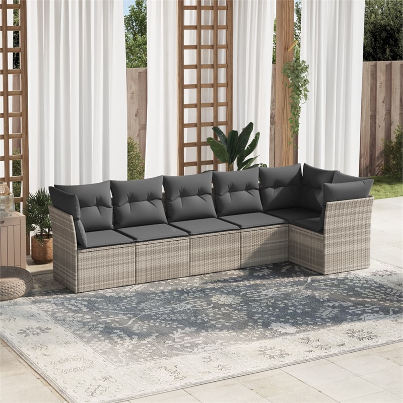 vidaXL Poly Rattan Sofa Set in Gray