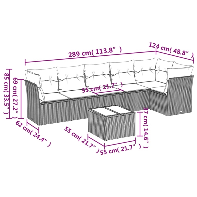 vidaXL 7 Piece Small Sofa Set in White/Cream/Beige