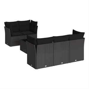 vidaXL 6 Piece Poly Rattan Sofa Set in Black