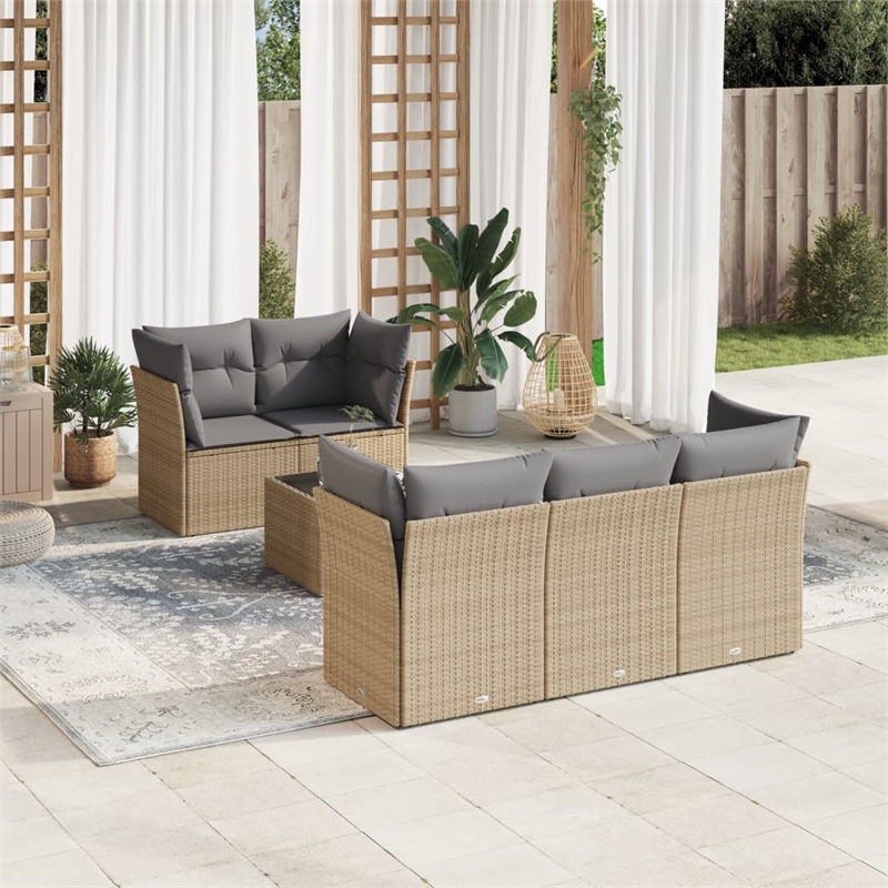 vidaXL Steel Large Sofa Set in Beige