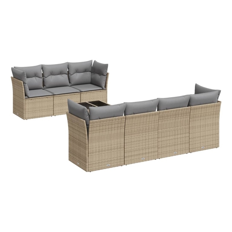 vidaXL 8 Piece Steel Sofa Set in Gray/Beige