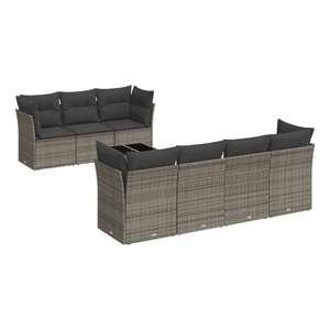 vidaXL 8 Piece Poly Rattan Sofa Set in Gray