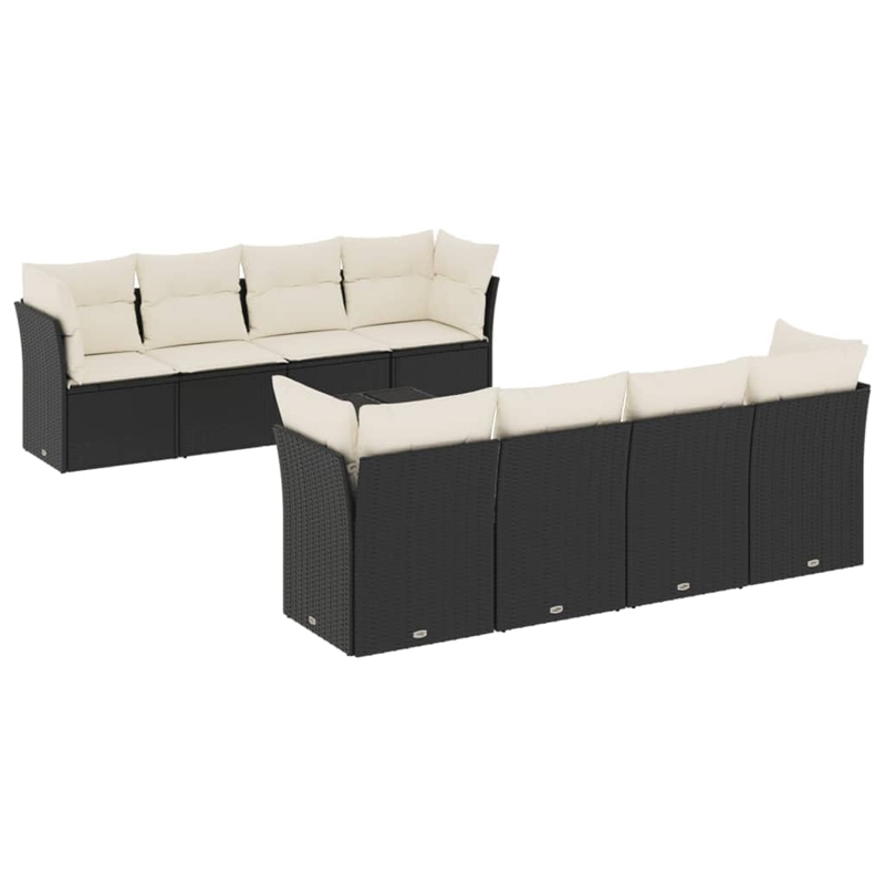 vidaXL 9 Piece Steel Large Sofa Set in Black