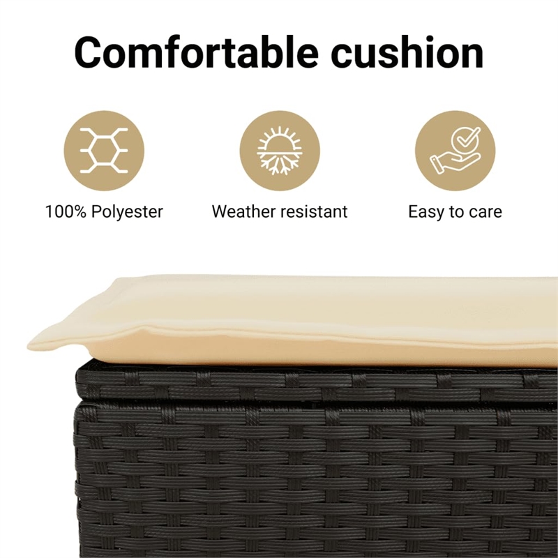 vidaXL Poly Rattan Large Sofa Set in Black/White/Cream
