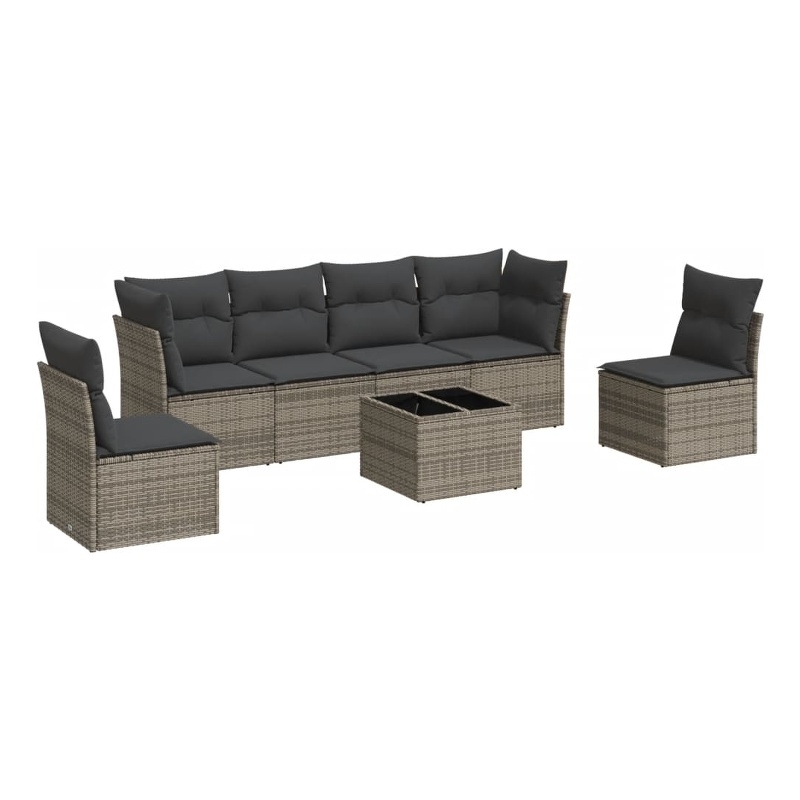 vidaXL Poly Rattan Small Sofa Set in Gray