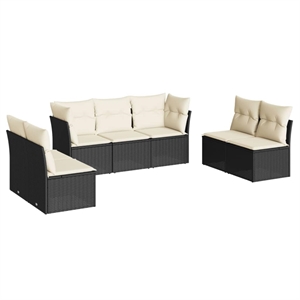 vidaXL 7 Piece Poly Rattan Sofa Set in Black/White/Cream