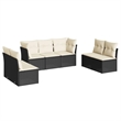 vidaXL 7 Piece Poly Rattan Sofa Set in Black/White/Cream