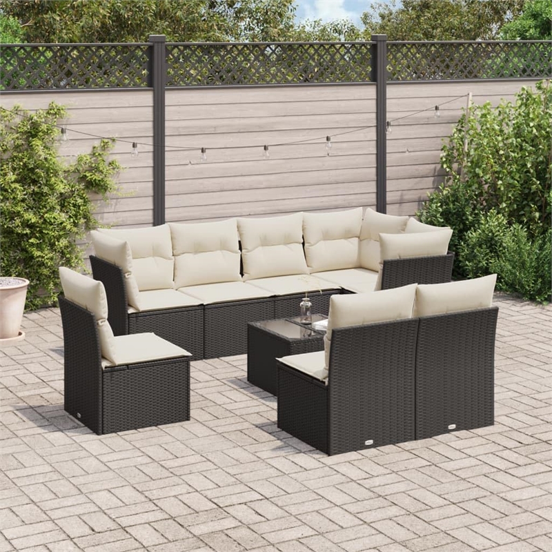 vidaXL 9 Piece Sofa Set in Black/White/Cream