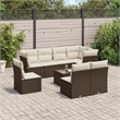 vidaXL Poly Rattan Small Sofa Set in White/Brown/Cream