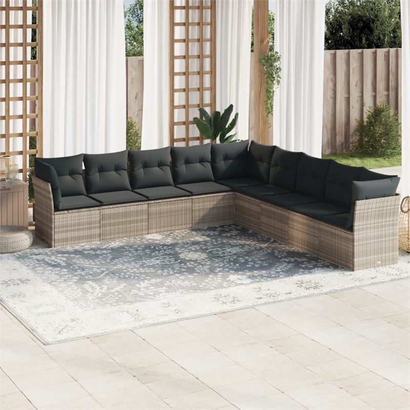vidaXL Poly Rattan Sofa Set in Gray