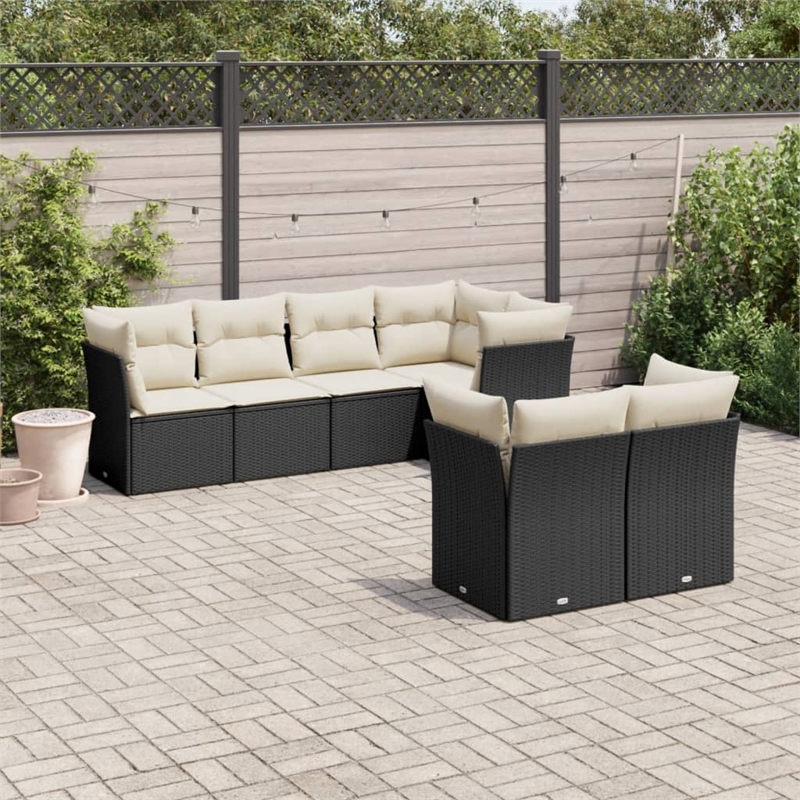 vidaXL 7 Piece Sofa Set in Black/White/Cream