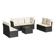 vidaXL 8 Piece Steel Sofa Set in Black/White/Cream