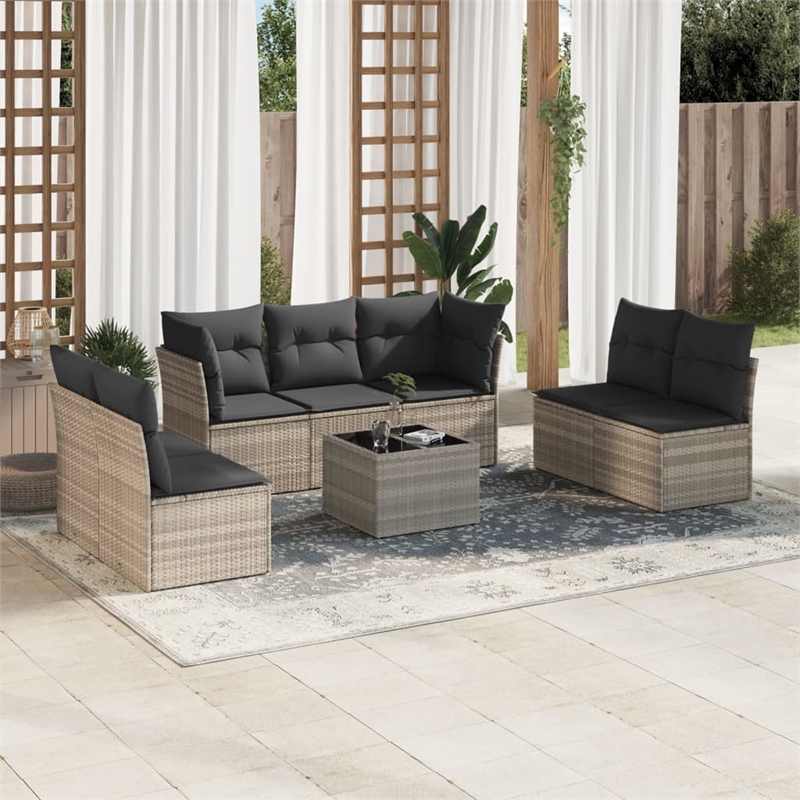 vidaXL Poly Rattan Sofa Set in Gray