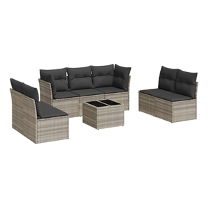 vidaXL Poly Rattan Sofa Set in Gray
