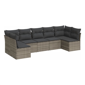 vidaXL 7 Piece Poly Rattan Sofa Set in Gray