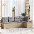 vidaXL 5 Piece Wood Large Sofa Set in Gray/Beige