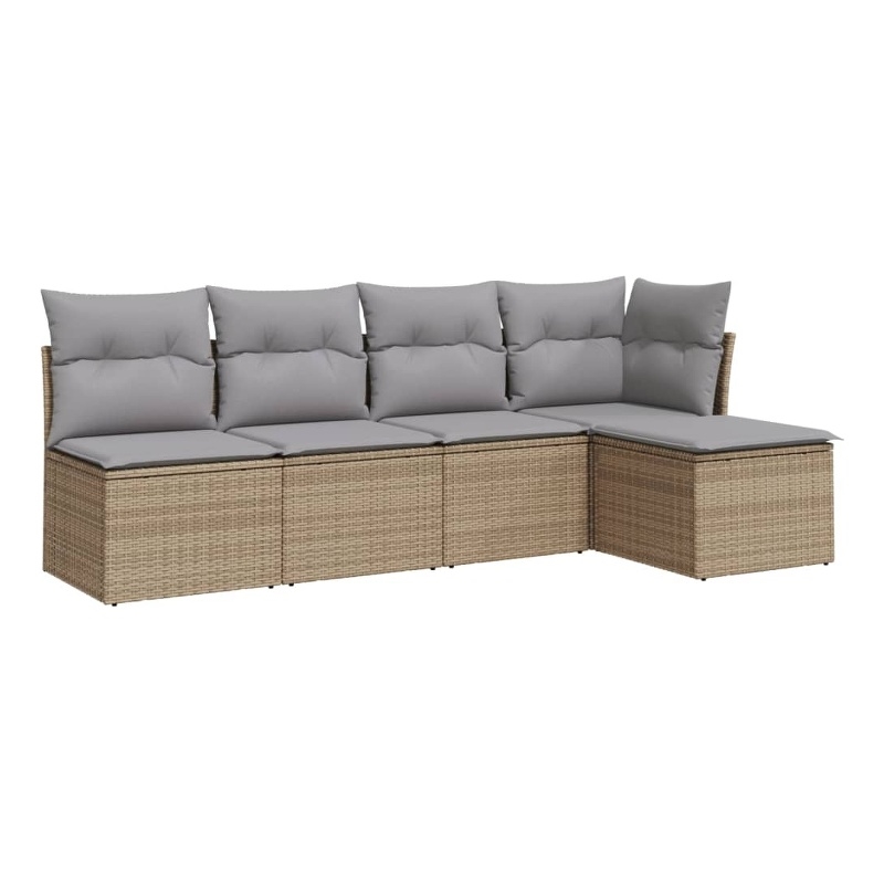 vidaXL 5 Piece Wood Large Sofa Set in Gray/Beige