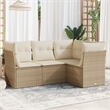 vidaXL 4 Piece Poly Rattan Large Sofa Set in Beige