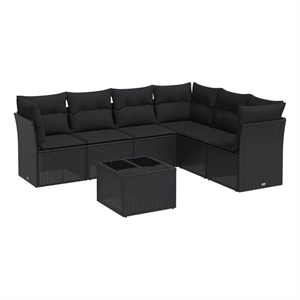 vidaXL 7 Piece Poly Rattan Sofa Set in Black