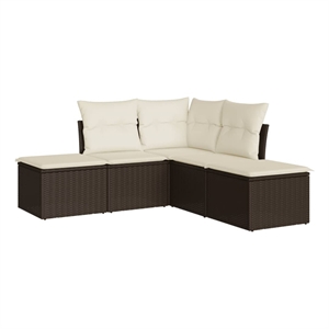 vidaXL 5 Piece Poly Rattan Sofa Set in Brown