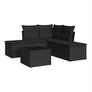 vidaXL 6 Piece Poly Rattan Sofa Set in Black