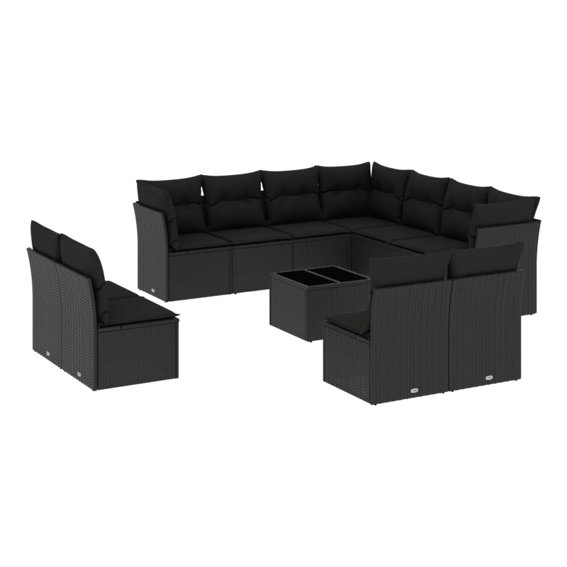 vidaXL 12 Piece Steel Sofa Set in Black