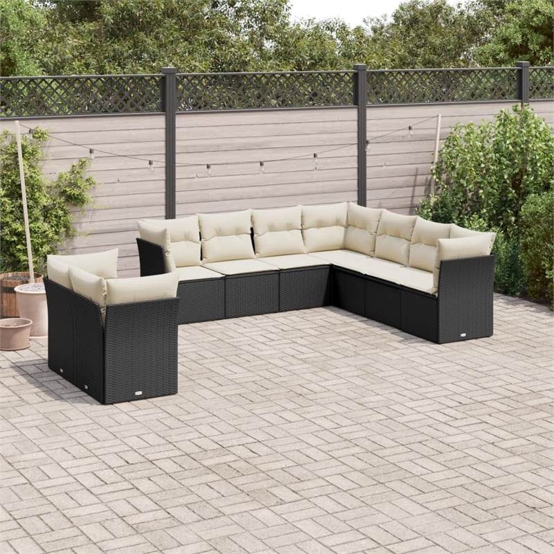 vidaXL 9 Piece Sofa Set in Black/White/Cream