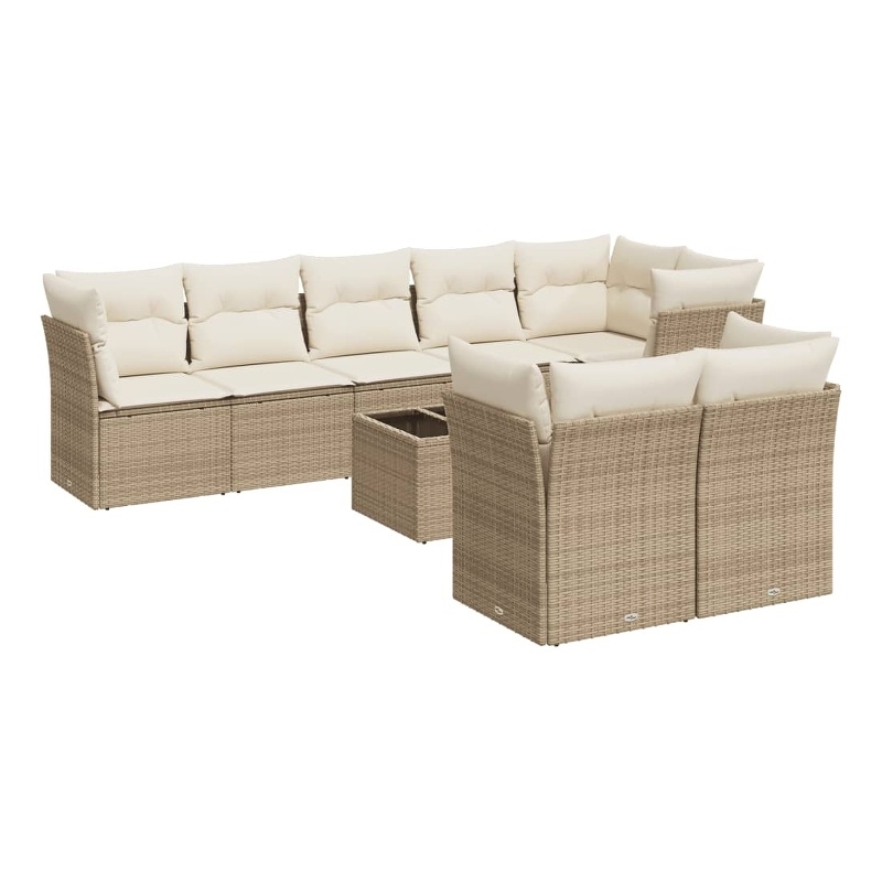 vidaXL 9 Piece Steel Sofa Set in White/Cream/Beige