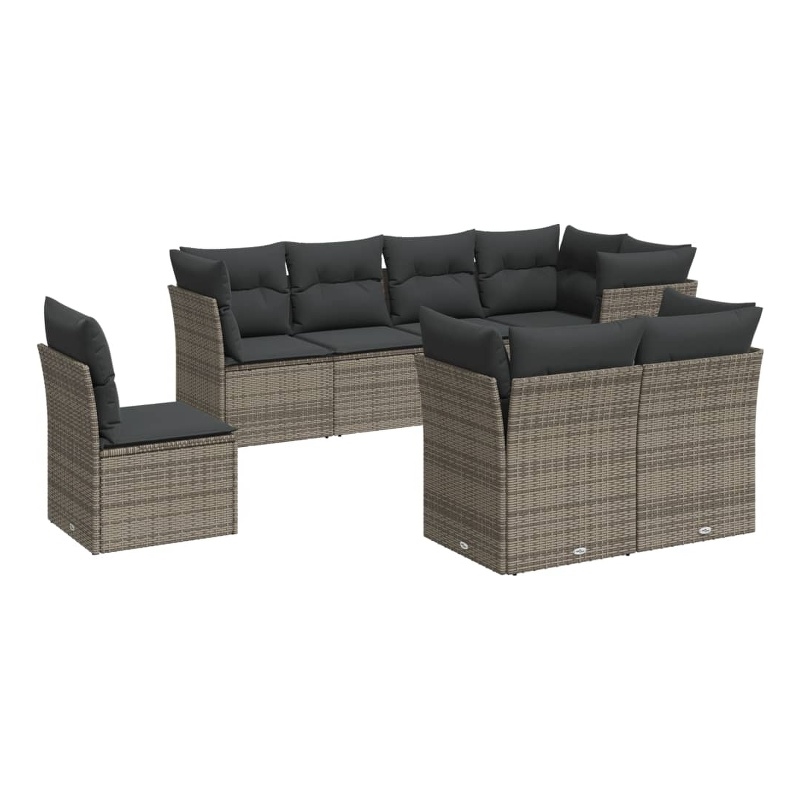 vidaXL 8 Piece Steel Medium Sofa Set in Gray