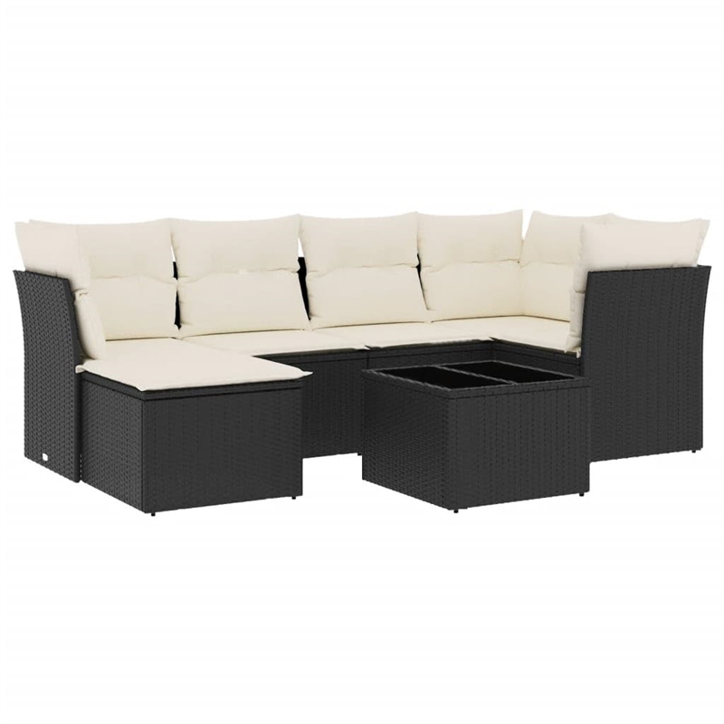 vidaXL 7 Piece Sofa Set in Black/White/Cream