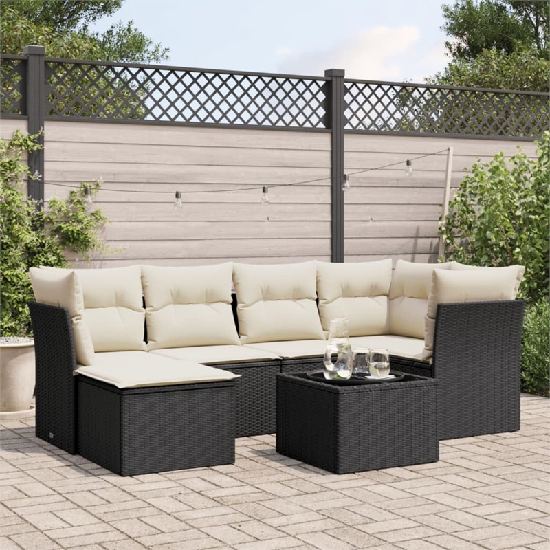 vidaXL 7 Piece Sofa Set in Black/White/Cream