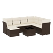 vidaXL 8 Piece Poly Rattan Large Sofa Set in White/Brown/Cream