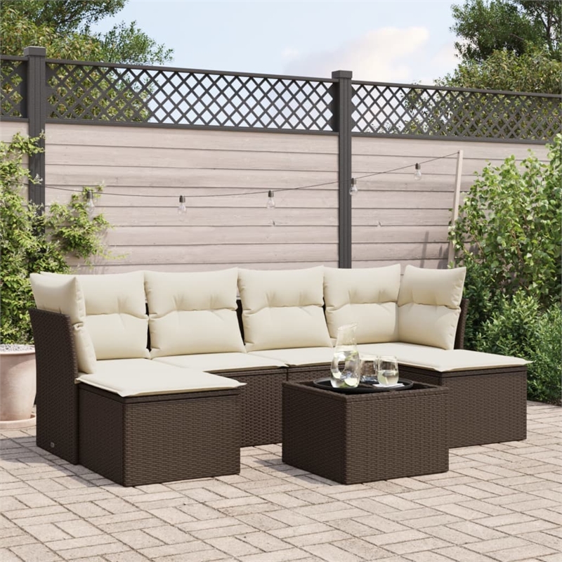 vidaXL 7 Piece Steel Small Sofa Set in Brown
