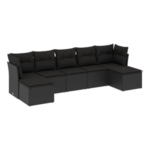 vidaXL 7 Piece Poly Rattan Large Sofa Set in Black