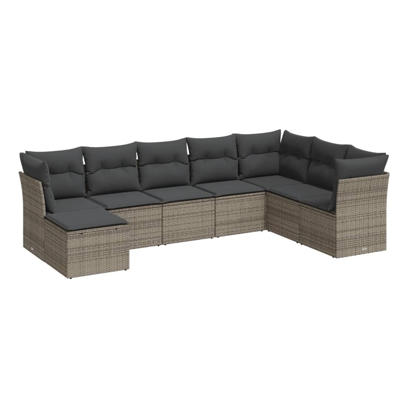 vidaXL 8 Piece Poly Rattan Large Sofa Set in Gray