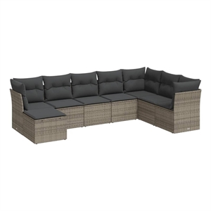 vidaXL 8 Piece Poly Rattan Large Sofa Set in Gray