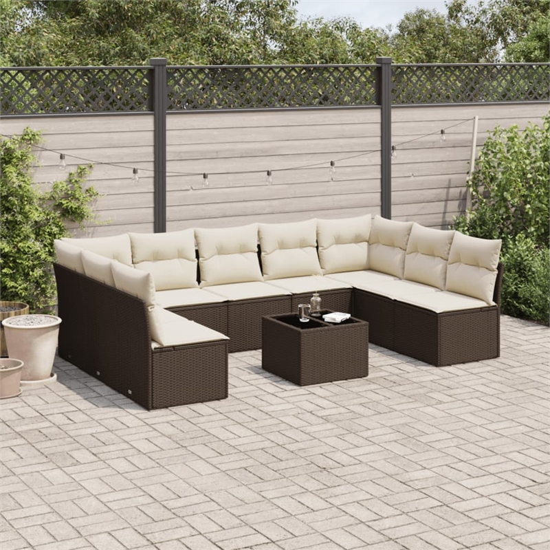 vidaXL 10 Piece Steel Sofa Set in Brown
