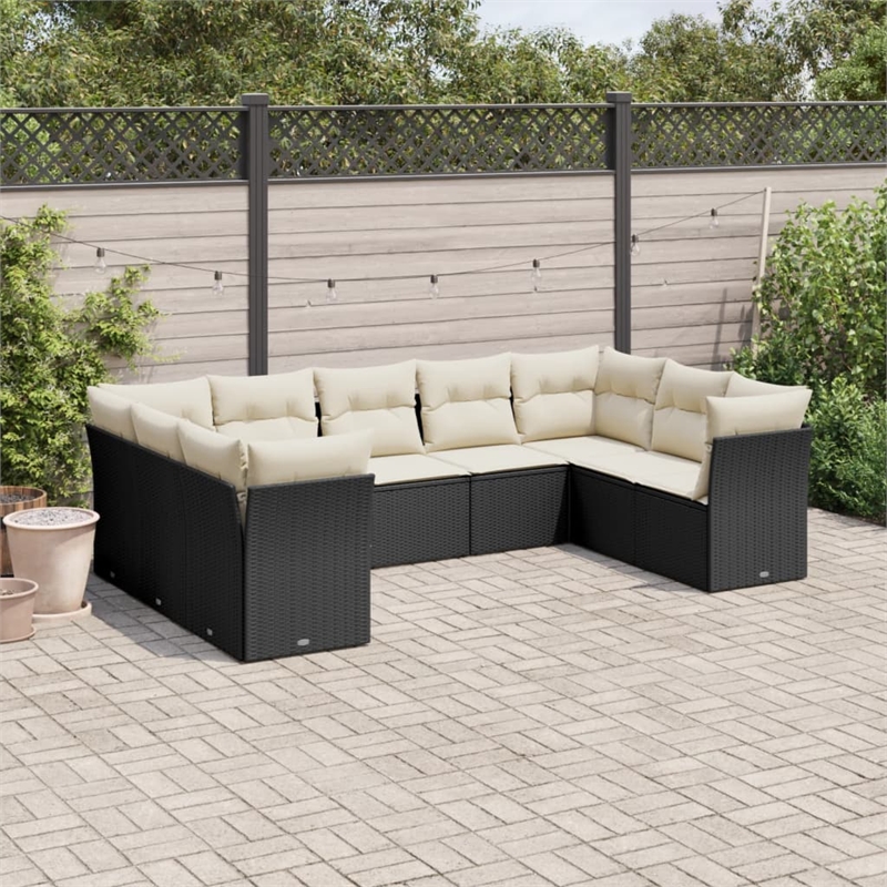 vidaXL 9 Piece Sofa Set in Black/White/Cream